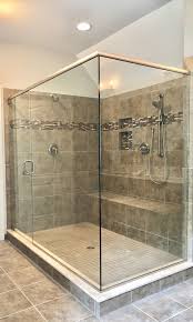 Shower With Brushed Nickel Pivot Hinges And Header By Maryland Frameless Showers Frameless Shower Doors Shower Frames On Wall