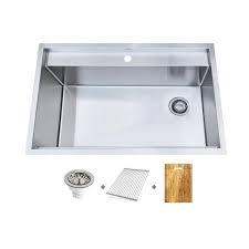 Spring remodeling steals · free shipping over $100 Sink Depot 16 Gauge Stainless Steel 33 In Single Bowl Undermount Or Drop In Kitchen Sink With Splash Deck And Offset Drain Sd178411 The Home Depot