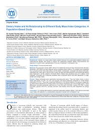 Pdf Dietary Intake And Its Relationship To Different Body