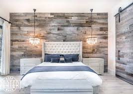Master Bedroom With Wood Plank Accent Wall Rustic Master Bedroom Paris Decor Bedroom Wood Walls Bedroom
