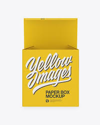 Opened Paper Box Mockup Front View In Box Mockups On Yellow Images Object Mockups Design Mockup Free Box Mockup Mockup