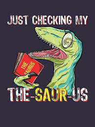 Cute Humor Funny T Rex Reading Book And Thesaurus Dinosaurs Pun Animal Gift For Kids Slim Fit T Shirt T Rex Humor Dinosaur Puns Funny Pictures