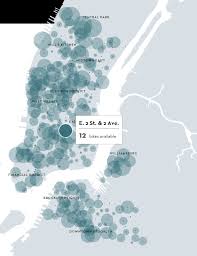 bubble chart map a month of citi bike in new york