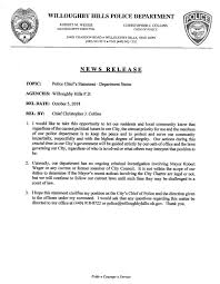Grapevine police statement on officer involved shooting. Willoughby Hills Police Chief S Statement News Herald Com