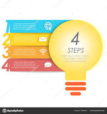 Light Bulb Infographic Template Idea Lamp Concept Step Graph
