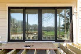 They are available with extensive solar solution options, custom shapes, sizes, grilles, colour, hardware and accessories. Viwinco New Construction Midnight Black 4 Panel Patio Door Coastal Home French Doors Exterior Patio Door Slider Sliding Doors Exterior