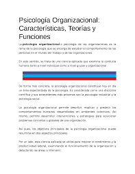 Del psicólogo organizacional en esta. Antecedentes Psicologia Organizacional Docsity