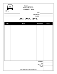 Downloadable garage invoice template for free. Automotive Receipt