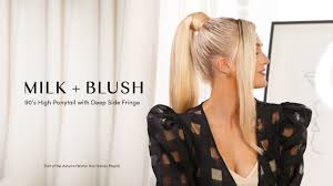 But it works very nicely for the ladies with the round or square face too but don't forget that the side swept long. 90 S Sleek High Ponytail With A Deep Side Fringe Milk Blush Youtube
