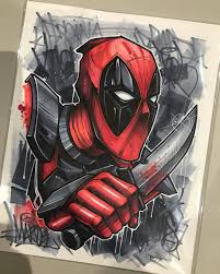 Drawing superheroes is not that difficult as compared to a human figure. Deadpool Drawing By David Tevenal
