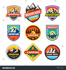 Set Of Adventure Outdoor Concept Badges Summer Camping Emblem Mountain Climbing Logo In Flat Style Extreme Explo Outdoor Logos Mountain Logos Camping Crafts