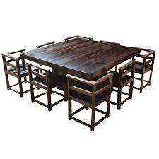 It's a great choice for rooms that are square in shape, and can provide a more intimate dining experience with everyone in closer proximity than with a rectangular table. Modern Rustic Solid Wood Square Pedestal Dining Table Chairs Set