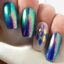 Blue Fake Nails Ab Chrome Mermaid Scale Accent Nails Sarah S Sparkles Nails The powder is pigment enriched.
