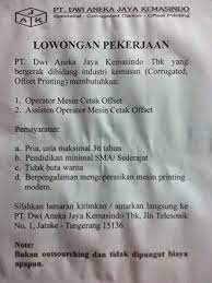 Loker pt indоѕеіkі metalutama tangerang banten 2021. Lowongan Kerja Pt Dwi Aneka Jaya Kemasindo Tbk Jatake Tangerang