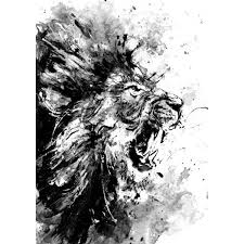 Black And White Lion Picture Lion Original Acrylic Painting Black And White Art Wild Life Art Liked On Polyvore Featuring Home Abstract Lion Painting Lion Painting Abstract Lion