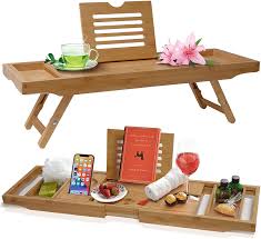 90 day returns · exclusive designs · free shipping over $99 Bathtub Caddy Laptop Bed Desk The Original Patented 2 In 1 Innovative Design Transforms Our 100 Extra Large Bamboo Bathtub Tray To Bed Tray For The Perfect Home Spa Oasis Natural Bamboo Amazon Ca Home