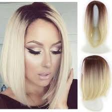 Black And Blonde Ombre Wig Short Straight Hair Fading For Wig Ladies Blonde Ombre Ombre Wigs Black And Blonde Ombre