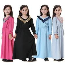 Ebay Advertisement Girls Kids Muslim Islamic Maxi Long Dress Plain Long Sleeve Abaya Shirt Sundress Girls Long Dresses Kids Dress Long Sleeve Short Dress