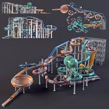 Water Park Slides3 3d Model Max C4d Obj 3ds Fbx Lwo Stl 3dexport Com By Rust Water Park 3d Model Water Slides