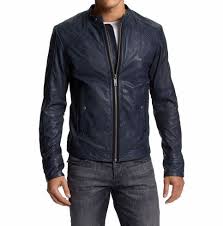Men Navy Blue Biker Jacket Mens Leather Jacket Blue Leather Jackets Mens Blue Leather Jacket Men S Leather Jacket Leather Jacket Men