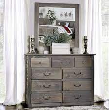 Rustic gray dresser with mirror. Rockwall Rustic Gray Dresser