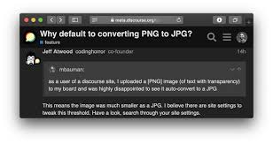 Why Default To Converting Png To Jpg Feature Discourse Meta It lets you make one of colors in the output png image transparent.