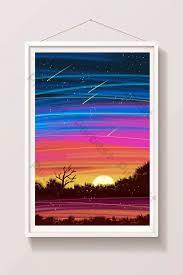 الألوان الدافئة الخريف غروب الشمس من ناحية الرسم التوضيح الكرتون الخلفية الرسم التوضيحي psd تحميل مجاني pikbest cartoon background drawing illustration illustration