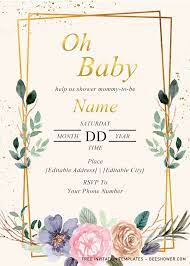 Floral And Geometric Baby Shower Invitation Templates Ed In 2021 Free Baby Shower Invitations Free Printable Baby Shower Invitations Baby Shower Invitation Templates