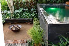 Above ground pools are very similar to semi inground pools except for the fact that the entire depth of the pool is above ground and there are walls on all sides. Semi Inground Swimming Pool Aboveground Pools Blue Haven Pools