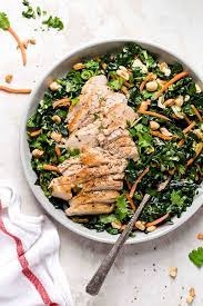 Grilled Chicken Kale Salad With Peanut Vinaigrette Recipe Kale Chicken Salad Chicken Kale Poultry Recipes