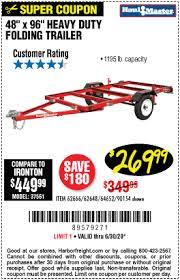 The concept is wonderful, but in practice, this is a flawed trailer. Haul Master 1195 Lb Capacity 48 In X 96 In Heavy Duty Folding Trailer For 269 99 Harbor Freight Coupons