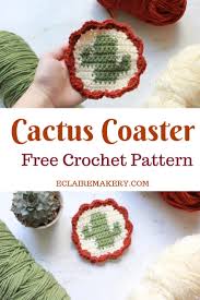 8″ tapestry cup of cocoa afghan square free crochet pattern by divinedebris.com. Tapestry Crochet Cactus Coasters E Claire Makery