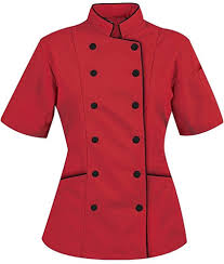 Amazon Com Chef Attires Short Sleeves Women S Ladies Chef S Coat Jackets Xl To Fit Bust 40 41 Red Clothing In 2020 Chef Coat Chef Dress Chef Jackets Design