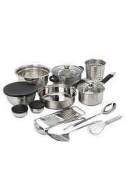 These stainless steel utensils are very sturdy (not flimsy) and are dishwasher safe (as noted on the packaging). Buy Ivy Black Stainless Steel Kitchen Cookware Set Of 20 Shoppers Stop