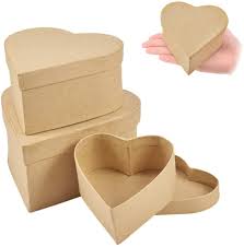 Heart shaped box + tutorial. Amazon Com Wandic Mini Paper Mache Boxes 3pcs Small Palm Sized Heart Shaped Kraft Paper Mache Box Heart Boxes For Saving Accessories Cosmetics Jewelry Gifts Home