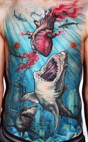 Great white shark tattoo | shark tattoos, sleeve tattoos. 90 Shark Tattoo Designs For Men Underwater Food Chain