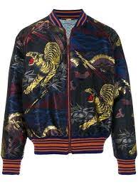 Gucci Tiger Jacquard Bomber Jacket Bomber Jacket Silk Bomber Jacket Jackets