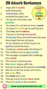In each example, the independent clause is underlined. 20 Adverb Examples Sentences Sentences With Adverbs Definition And Examples Example Sentences Adverbs Adverbs Sentences English Vocabulary Words