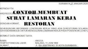 Check spelling or type a new query. Contoh Surat Lamaran Kerja Di Restoran Ms Word Doc Youtube