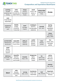 The structure of comparative and superlative adjectives in english is. Comparatives Superlatives Esl Activities Worksheets Games