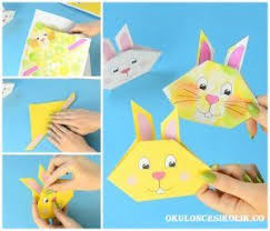 Kagit Katlama Sanati Ile Origami Tavsan Yapimi Tavsan Yapimi Okul Oncesi Kolik Origami Sanat Cicek