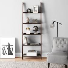 This item poundex leaning bookcase bookshelf, dark espresso brown. Hometrends 5 Tier Solid Wood Espresso Leaning Bookcase Walmart Canada