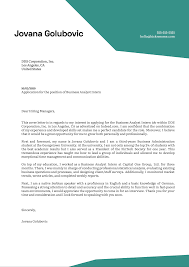 Writing an excellent cover letter for an internship can help you stand apart from your competition. Business Analyst Internship Cover Letter Example Kickresume