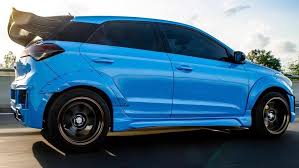 Modified Blue Hyundai I20 Wide Body Spoiler Modifiedx Hyundai Wide Body Modified Cars