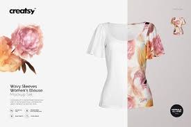 Wavy Sleeves Women S Blouse Mockup Blouses For Women Sleeves Women Women