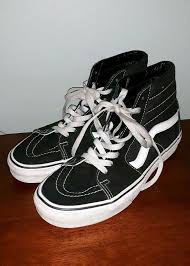 Black And White Vans High Tops Womens Details About Vans Sk8 Hi Black White Mens 7 5 Womens 9 Skateboarding High Top Sneakers With Images Vans Sk8 Hi Black Hello Kitty Shoes Black Athletic Shoes
