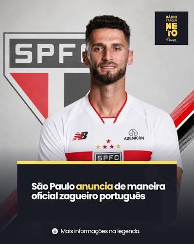REFOR&Ccedil;O NA &Aacute;REA! O S&atilde;o Paulo oficializou nesta quinta-feira a contrata&ccedil;&atilde;o do zagueiro portugu&ecirc;s Domingos Duarte. O defensor de 31 anos assinou contrato v&aacute;lido at&eacute; julho de 2028 e chega ao Tricolor