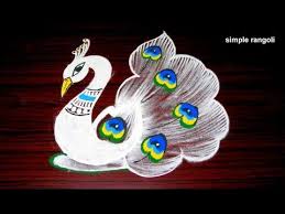 Latest Peacock Rangoli Designs With 5x3 Dots Beautiful Kolam Designs Creative Peacock Muggulu Youtube Rangoli Designs Small Rangoli Design Peacock Rangoli