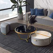 929 99 Black White Nesting Coffee Table With Ottomans Faux Marble Coffee Table Minimalistisch Wohnbereich Sonstige Von Homary Limited On the outset, a coffee table and an ottoman are two different types of furniture.