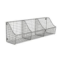 Topbathy hanging storage bag fabric over the door storage pouch organizer wall mounted storage pocket basket bin bag for wall door closet (random color) 4.2 out of 5 stars 34 $16.99 $ 16. Spectrum Wall Mount Triple Storage Wire Basket In Grey Bed Bath Beyond